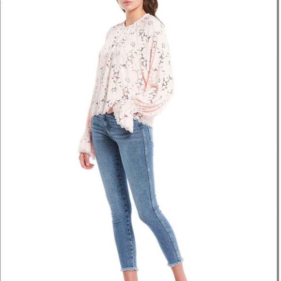 NWT Free People blush pink Olivia Lace Top - Picture 6 of 10